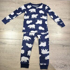 Carters Just You One SZ 2T Boys Toddler Pajama Set Navy with Polar Bears